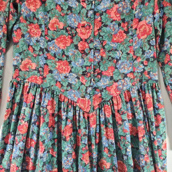 12 Vintage Laura Ashley Floral Midi Dress Cottagecore English Country - Picture 8 of 13